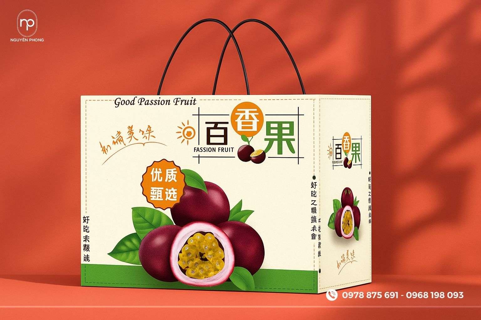 Thùng carton đựng chanh dây có quai xách